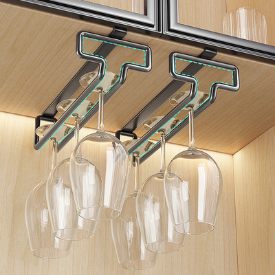 家用免打孔酒杯架悬挂式厨房收纳架防倾倒酒架红酒架高脚杯置物架