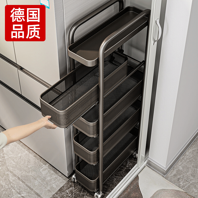 夹缝空间不浪费，厨房窄缝置物架