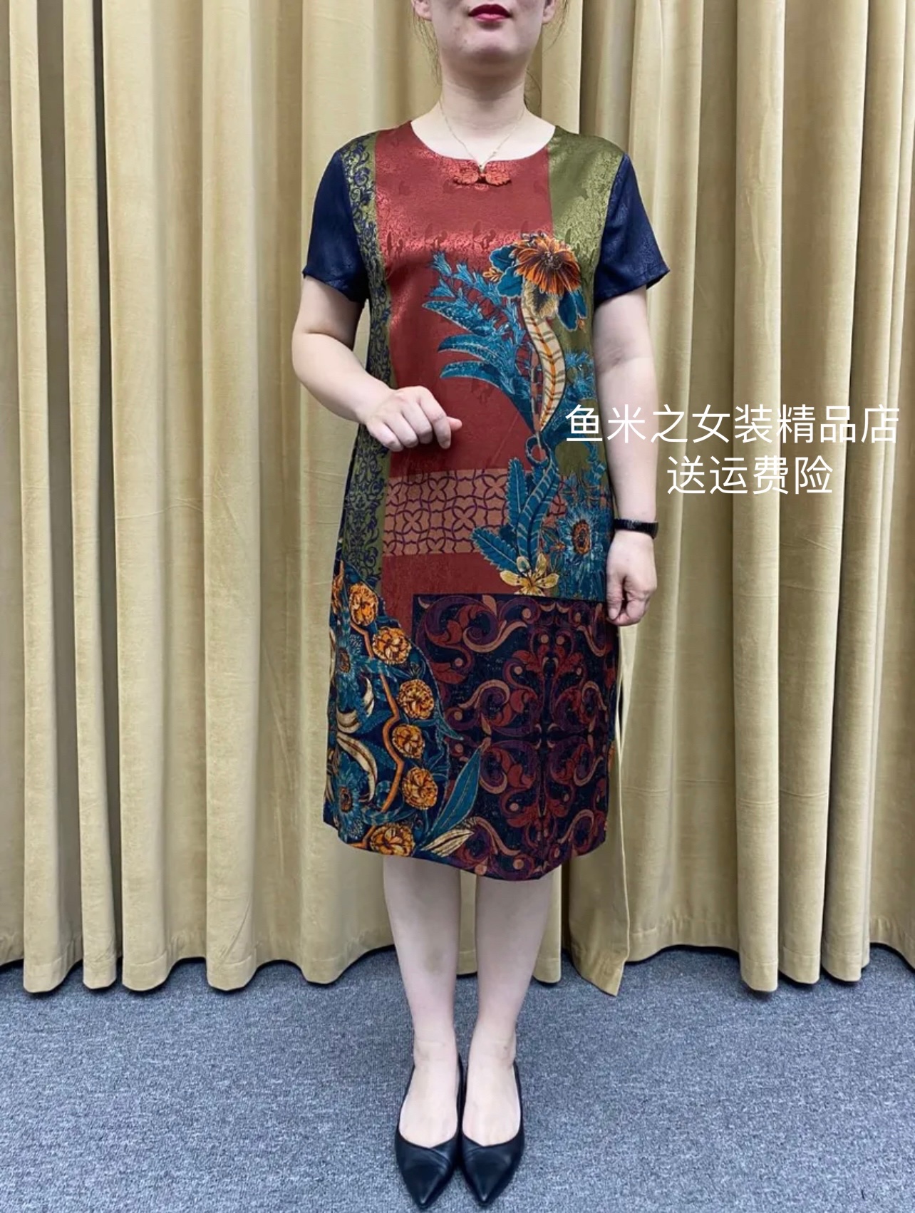 中老年妈妈装夏季加肥加大码连衣裙2025新款时尚气质宽松遮肚裙子
