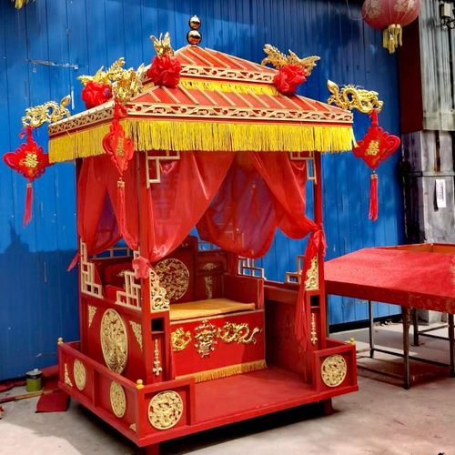 汉唐明制步撵网红款双顶木雕描金