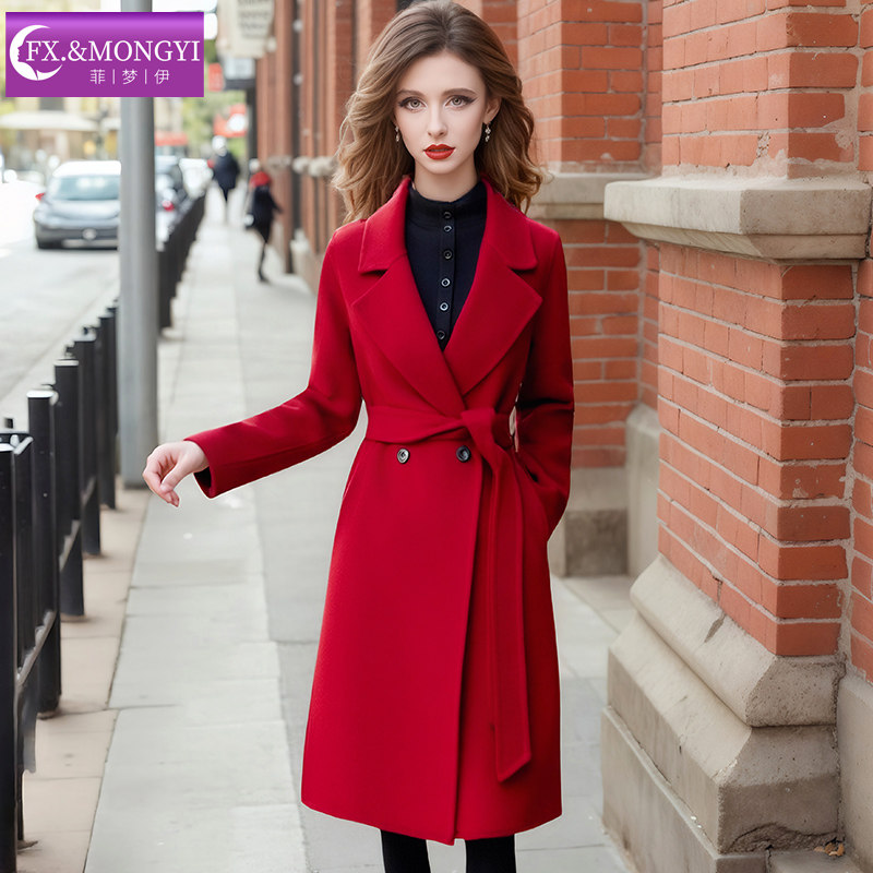 【直播专享】菲梦伊100绵羊毛红色毛呢外套女冬季西装领大衣过年,女装/女士精品,毛呢外套,淘宝优惠券,粉丝福利购,淘宝优惠卷