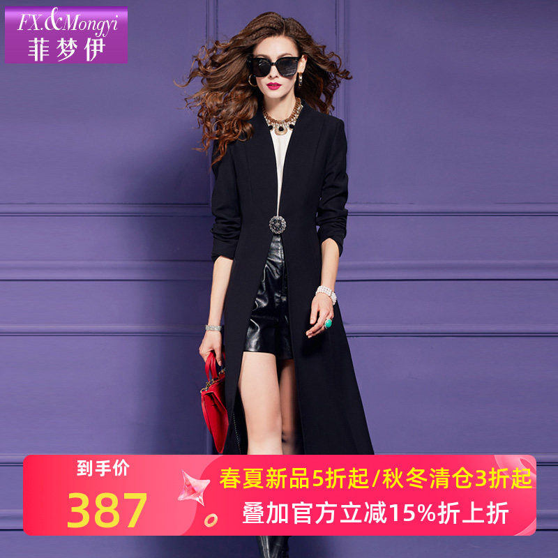 菲梦伊西装风衣外套女中长款2025秋季法式简约OL干练修身气质大衣