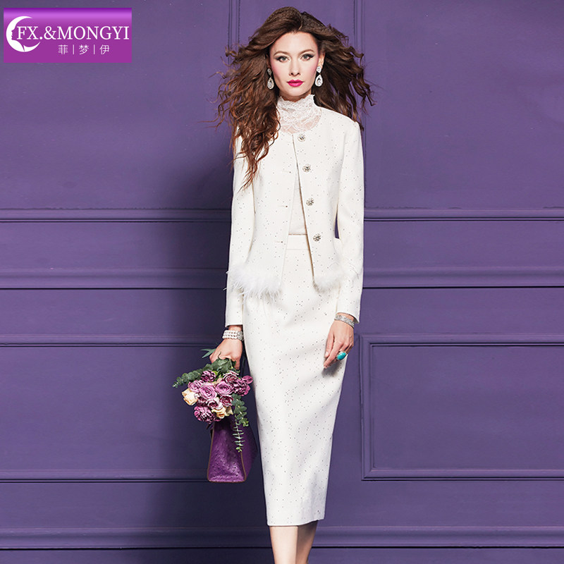 【直播专享】菲梦伊白色小香风套装女冬季毛呢外套半身裙两件套,女装/女士精品,时尚套装,淘宝优惠券,粉丝福利购,淘宝优惠卷