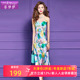 菲梦伊进口三醋酸印花吊带连衣裙女夏装 法式 轻奢性感气质长裙礼服
