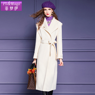 【直播专享】菲梦伊100羊毛双面呢大衣女冬季中长款红色毛呢外套