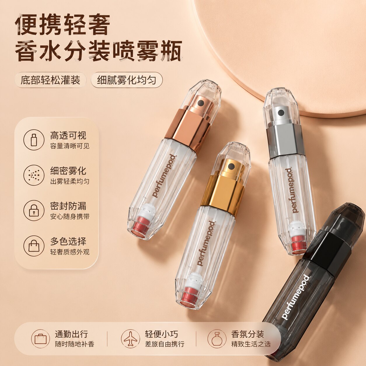 Travalo香水化妆品小样分装瓶空瓶子便携按压卸妆水小喷雾瓶包邮
