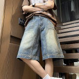 2025夏季伐木裤元素男女款牛仔短裤五分裤XZ503-1DK521P45控68，男装牛仔裤，星座503-1