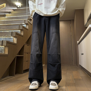 2025秋冬新款高品质美式褶皱工装牛仔长裤男女款XZ503K839P55控78图片