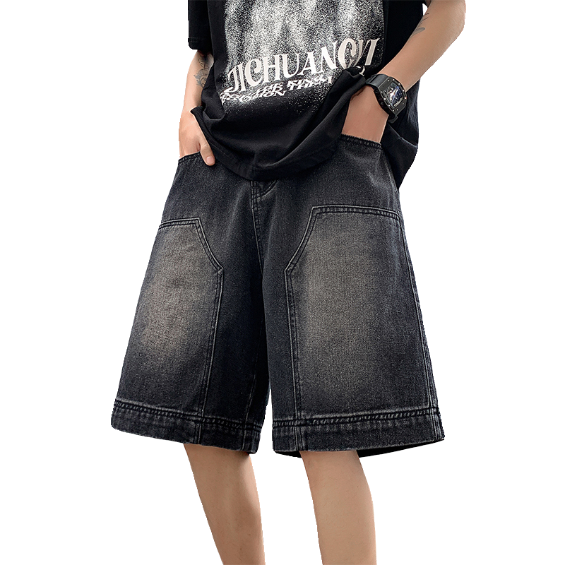2025夏季伐木裤元素男女款牛仔短裤五分裤XZ503-1DK521P45控68,男装牛仔裤,星座503-1
