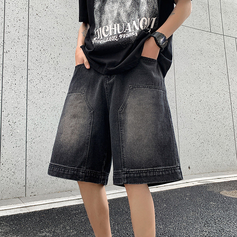 2025夏季伐木裤元素男女款牛仔短裤五分裤XZ503-1DK521P45控68图片