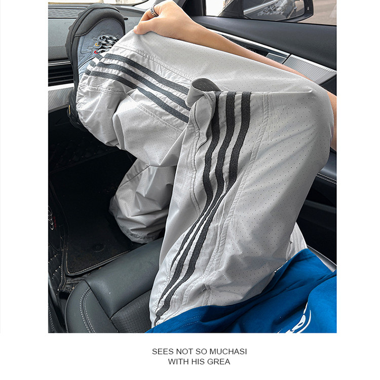 新款360度打孔透气速干三条杠长裤XZ503-K5029P特P50控88,男装休闲裤,星座503-1