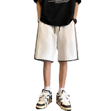 2024菠萝纹拼接条纯色男女五分休闲短裤XZ503-1DK513P40控58，男装牛仔裤，星座503-1
