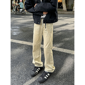得物抖音品质弹力修身划烂磨破男女直筒牛仔裤XZ503K843特P45控78图片