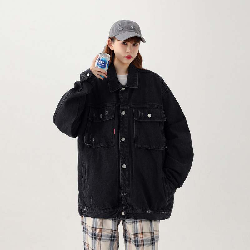 春季新款美式高品质纯色男女款大口袋牛仔夹克503-1JK07P95控128,男装夹克,星座503-1