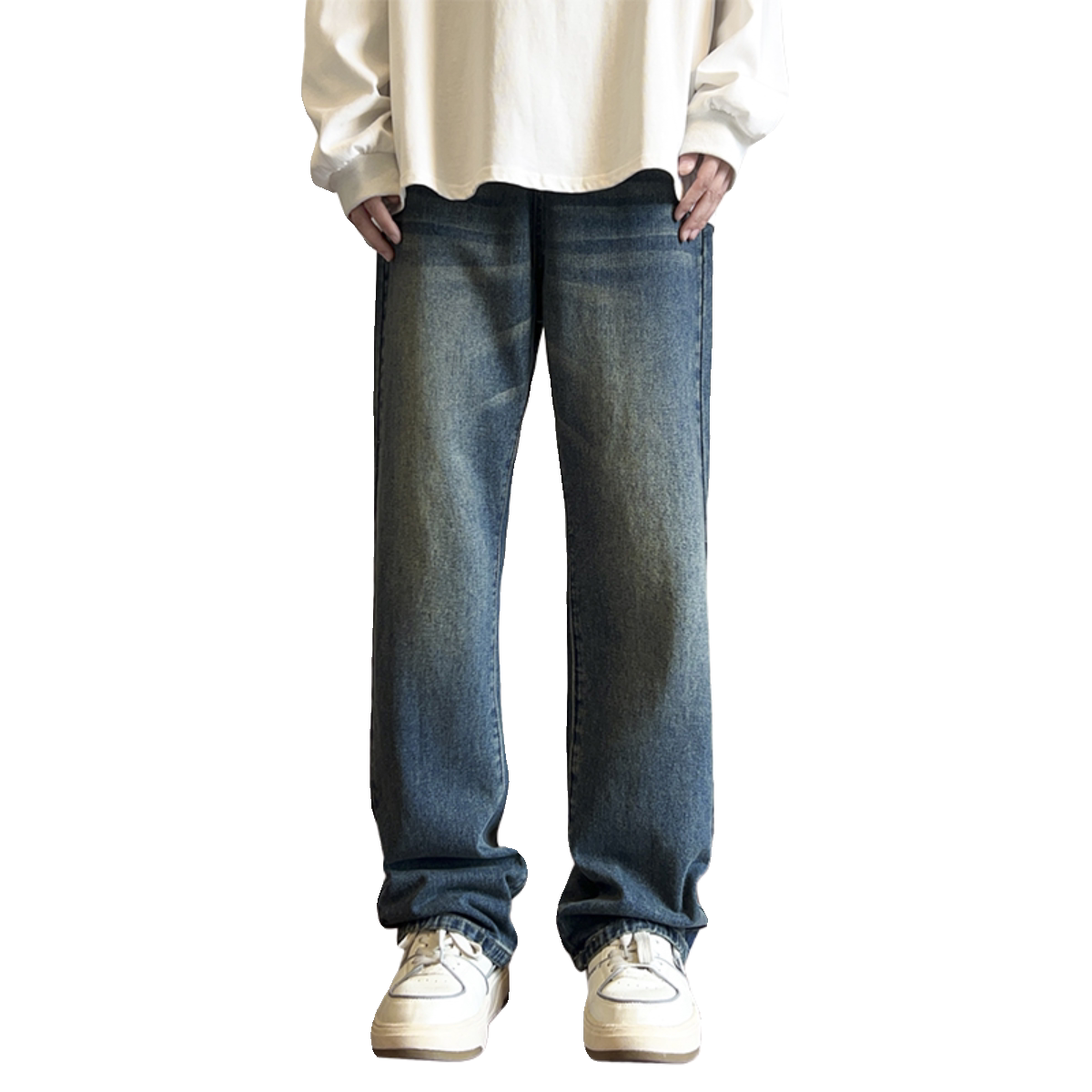 秋冬季直筒男女款水洗纯色微喇牛仔裤XZ503-1K820P50控78,男装牛仔裤,星座503-1