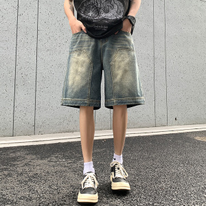 2025夏季伐木裤元素男女款牛仔短裤五分裤XZ503-1DK521P45控68图片