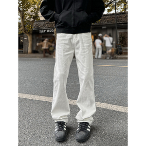 得物抖音品质弹力修身划烂磨破男女直筒牛仔裤XZ503K843特P45控78图片