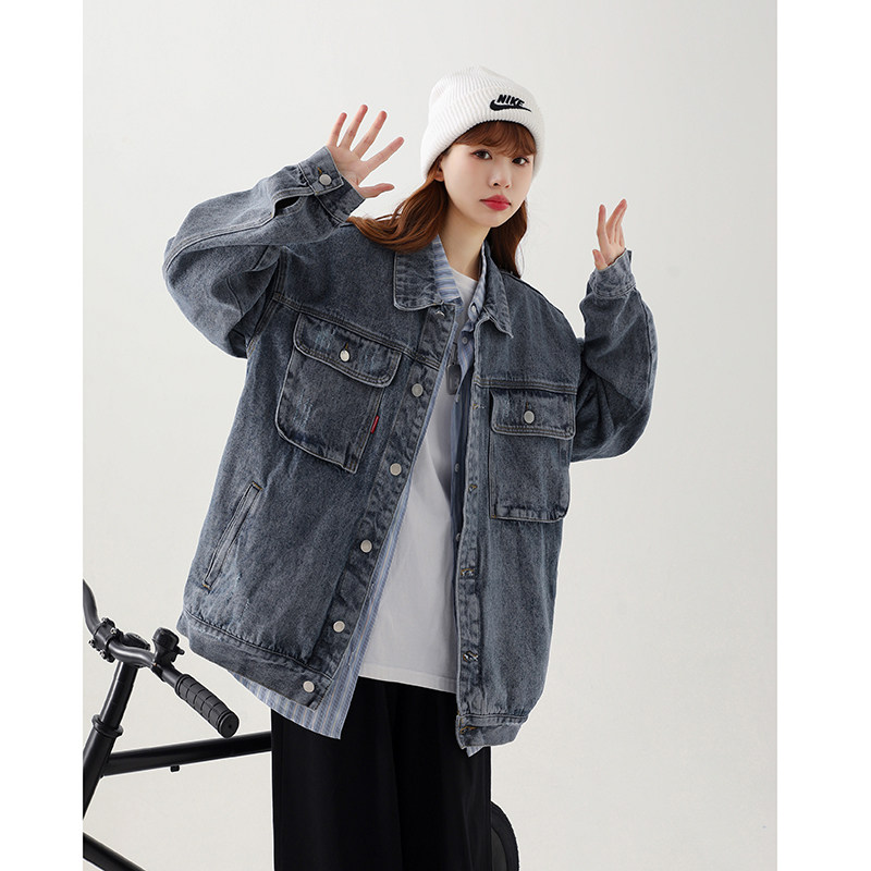 春季新款美式高品质纯色男女款大口袋牛仔夹克503-1JK07P95控128,男装夹克,星座503-1