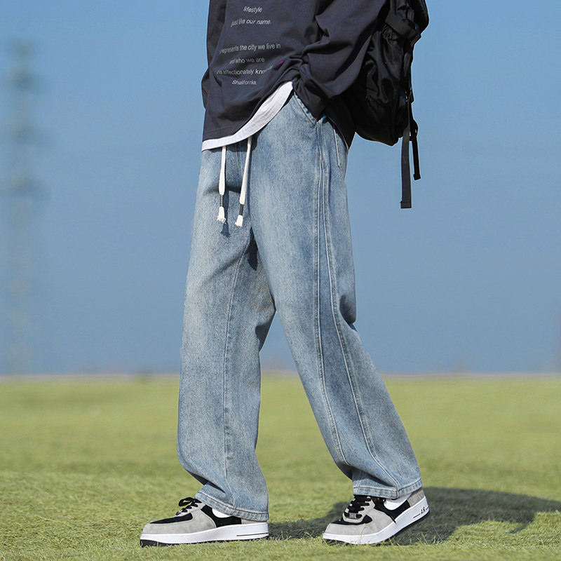 2025春秋季直筒宽松抽绳潮流百搭牛仔裤XZ503-1-K818P50-78,男装牛仔裤,星座503-1