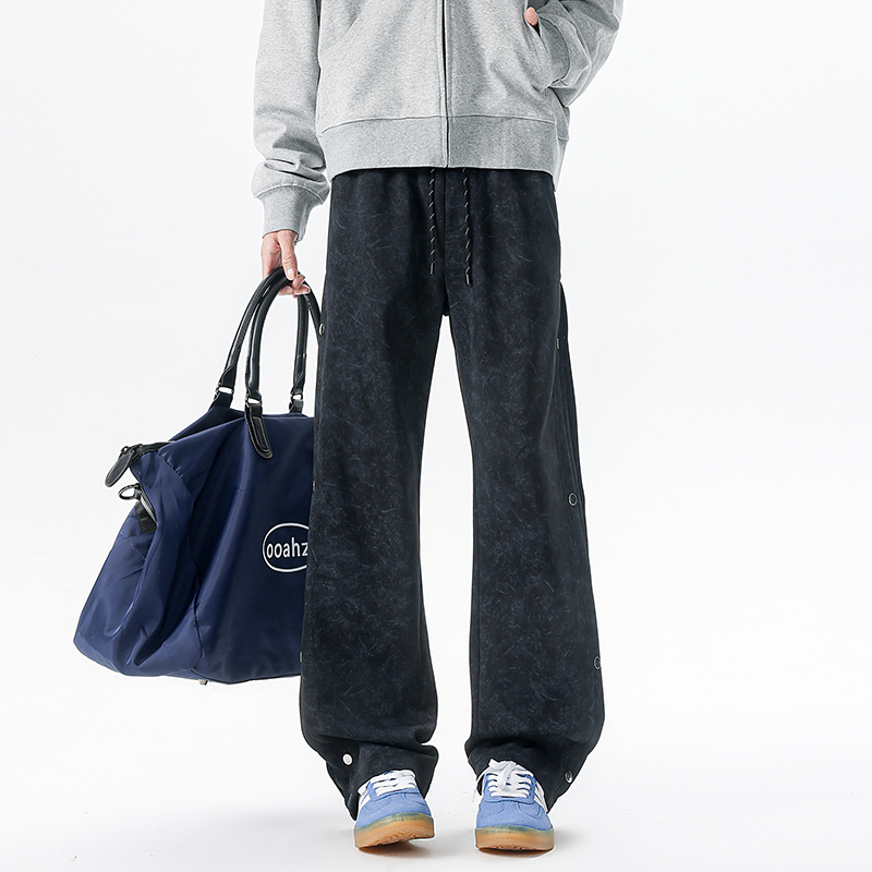 脏脏布排扣重磅直筒休闲裤XZ503-K5027P55控88，男装休闲裤，星座503-1