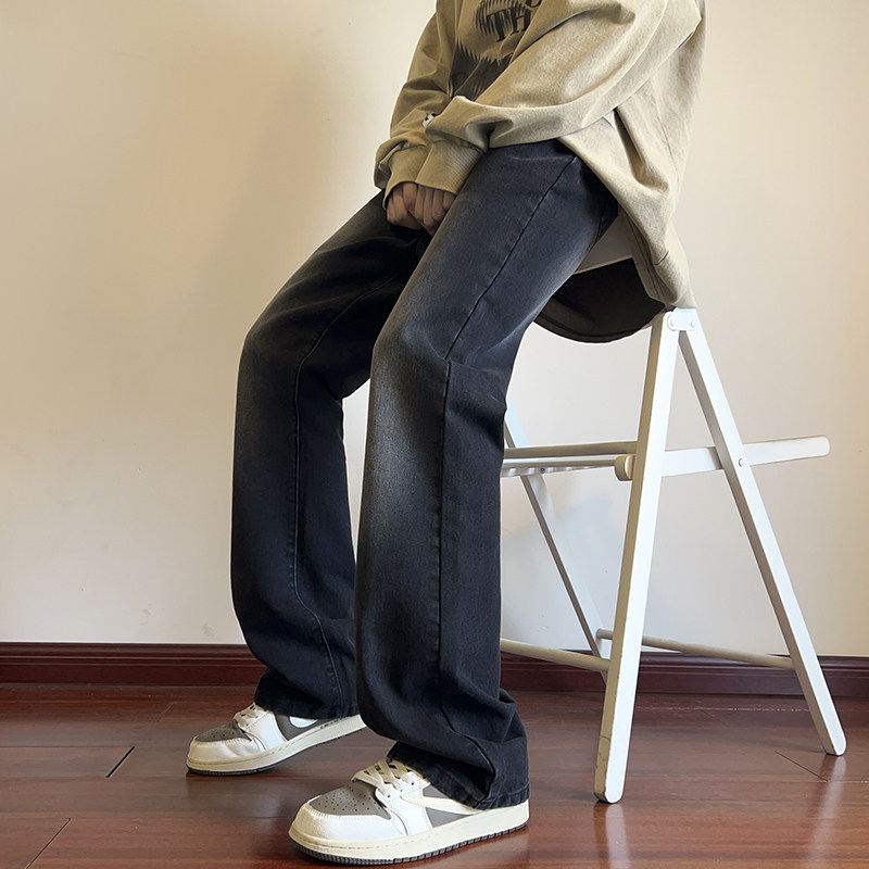秋冬季直筒男女款水洗纯色微喇牛仔裤XZ503-1K820P50控78,男装牛仔裤,星座503-1
