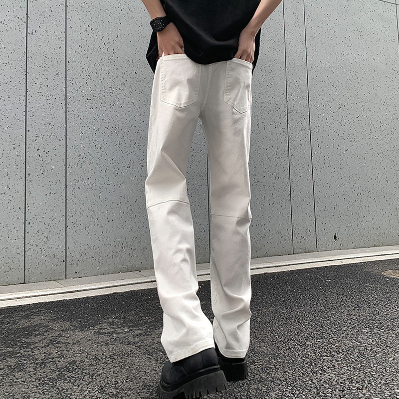 2025夏季拼接白色破洞弹力修身薄款牛仔裤XZ503-1K828-P55控78，男装牛仔裤，星座503-1