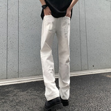 2025夏季拼接白色破洞弹力修身薄款牛仔裤XZ503-1K828-P55控78，男装牛仔裤，星座503-1