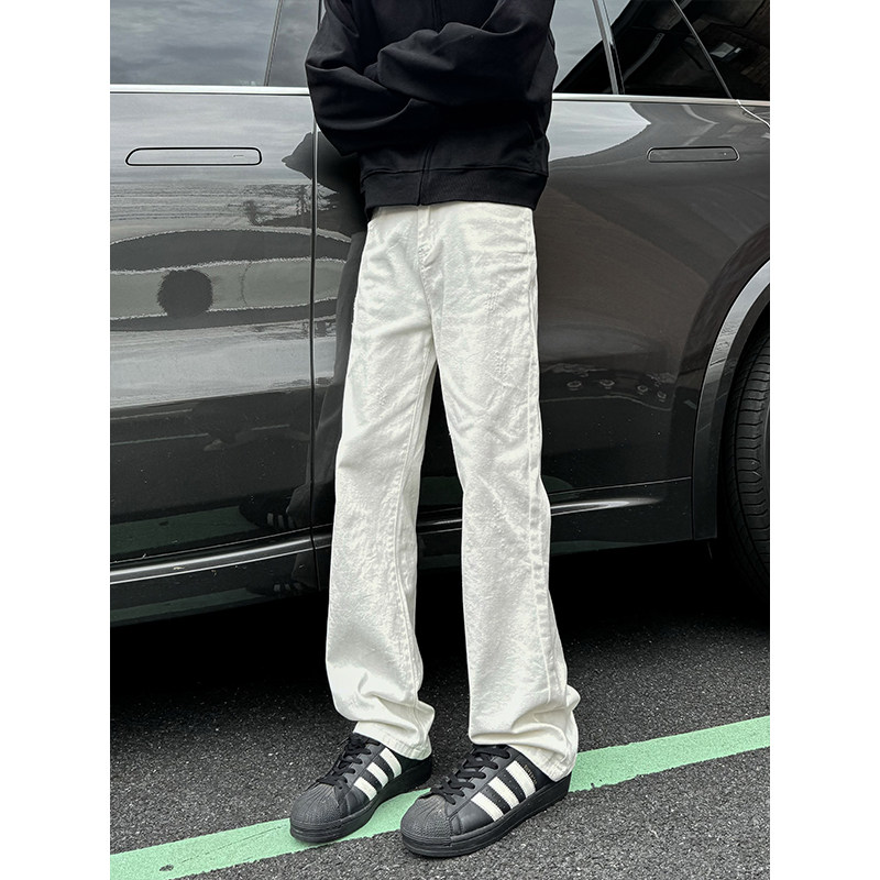 得物抖音品质弹力修身划烂磨破男女直筒牛仔裤XZ503K843特P45控78,男装牛仔裤,星座503-1
