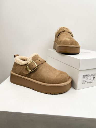 厚底加绒勃肯鞋女2025新款秋冬季豆豆乐福鞋保暖棉鞋子低帮雪地靴