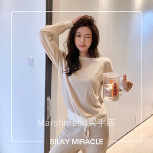 保暖MIRACLE女式 silkymiracle真丝家居服羊绒睡衣套装 针织 7折