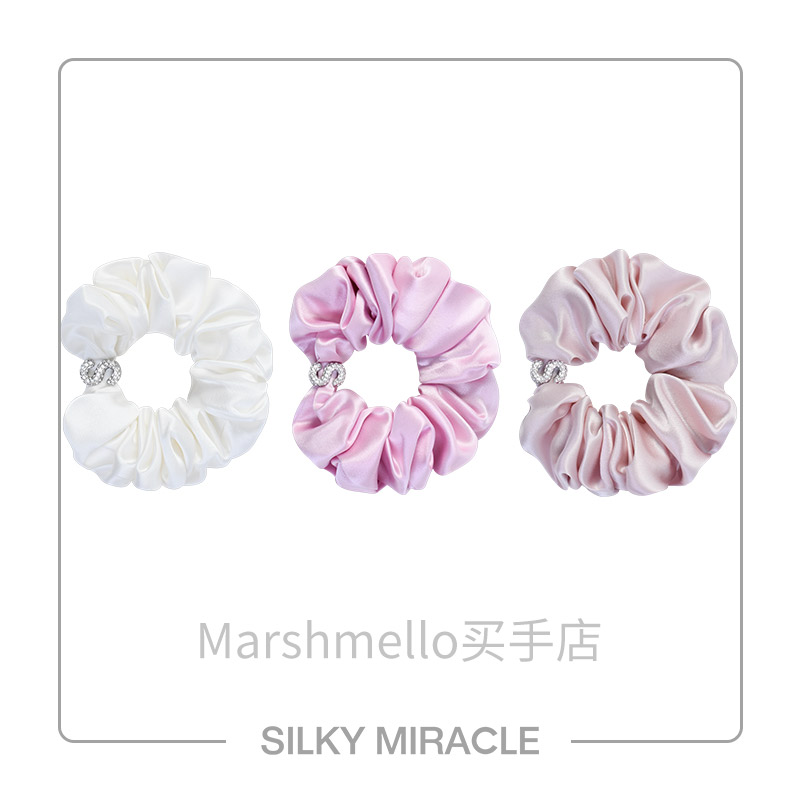 SILKY MIRACLE真丝S镶钻发圈组合装FLAME高级感桑蚕丝大肠头花