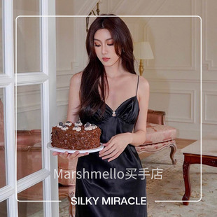 睡裙内衣夏季 MIRACLE真丝吊带裙FLAME爱心水晶扣性感短款 SILKY