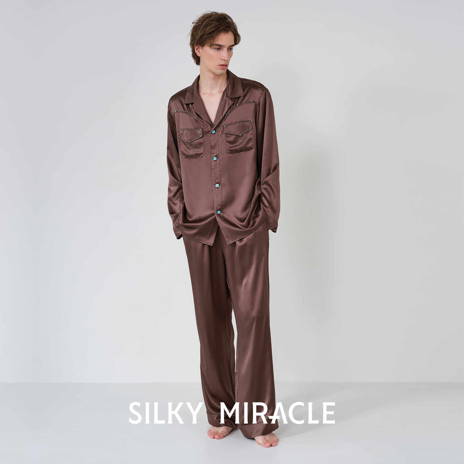 SILKYMIRACLE牛仔真丝睡衣套装