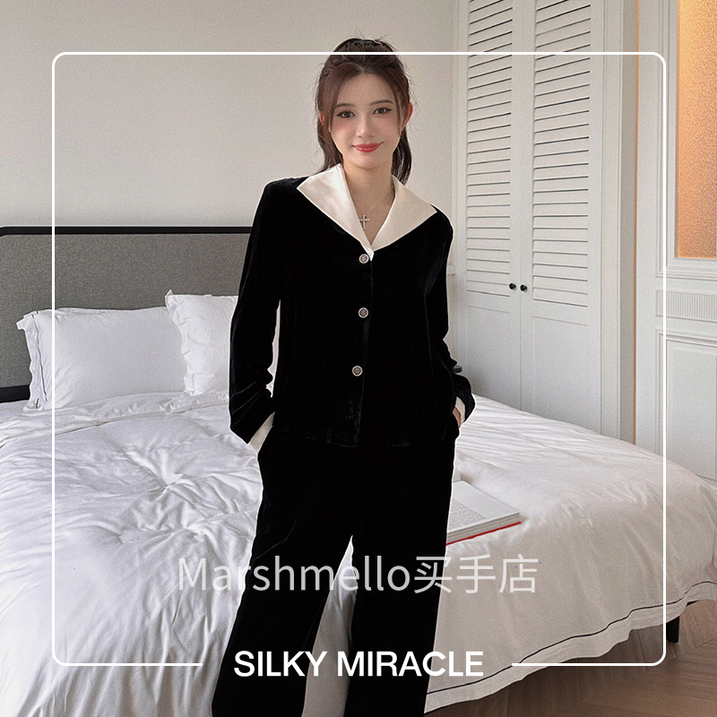 SILKY MIRACLE丝绒真丝睡衣RENAISSANCE蕾丝家居服套装复古可外穿