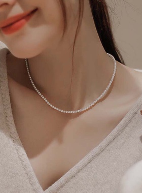 珍珠项链配饰不掉色女秋冬高级感小众百搭锁骨链串珠颈链饰品