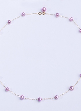满天星紫色天然淡水珍珠项链女生高级感锁骨链小众百搭夏颈链饰品