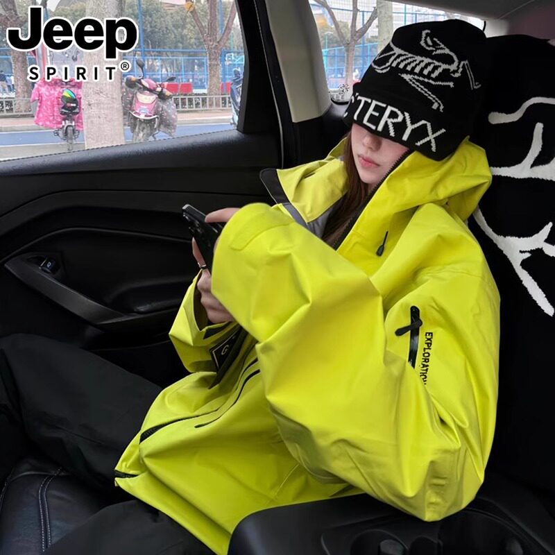 吉普JEEPSPIRIT硬壳冲锋衣男女款春秋季美式三合一防风防水外套潮