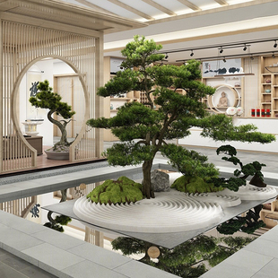 海虹景观仿真绿植大型迎客松景观室内茶社酒店大堂罗汉松假树摆件