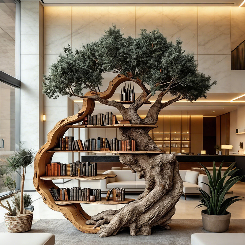 大型定制立体仿真树书架商用美陈
