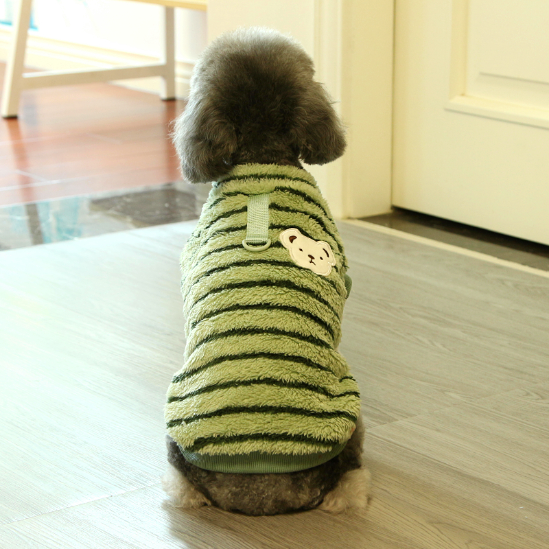 猫狗宠物衣服秋冬款保暖条纹绒衣
