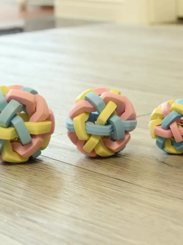 Игрушка, яркий подпрыгивающий шар, маленький колокольчик, прорезыватель для корректного укуса, для питомца