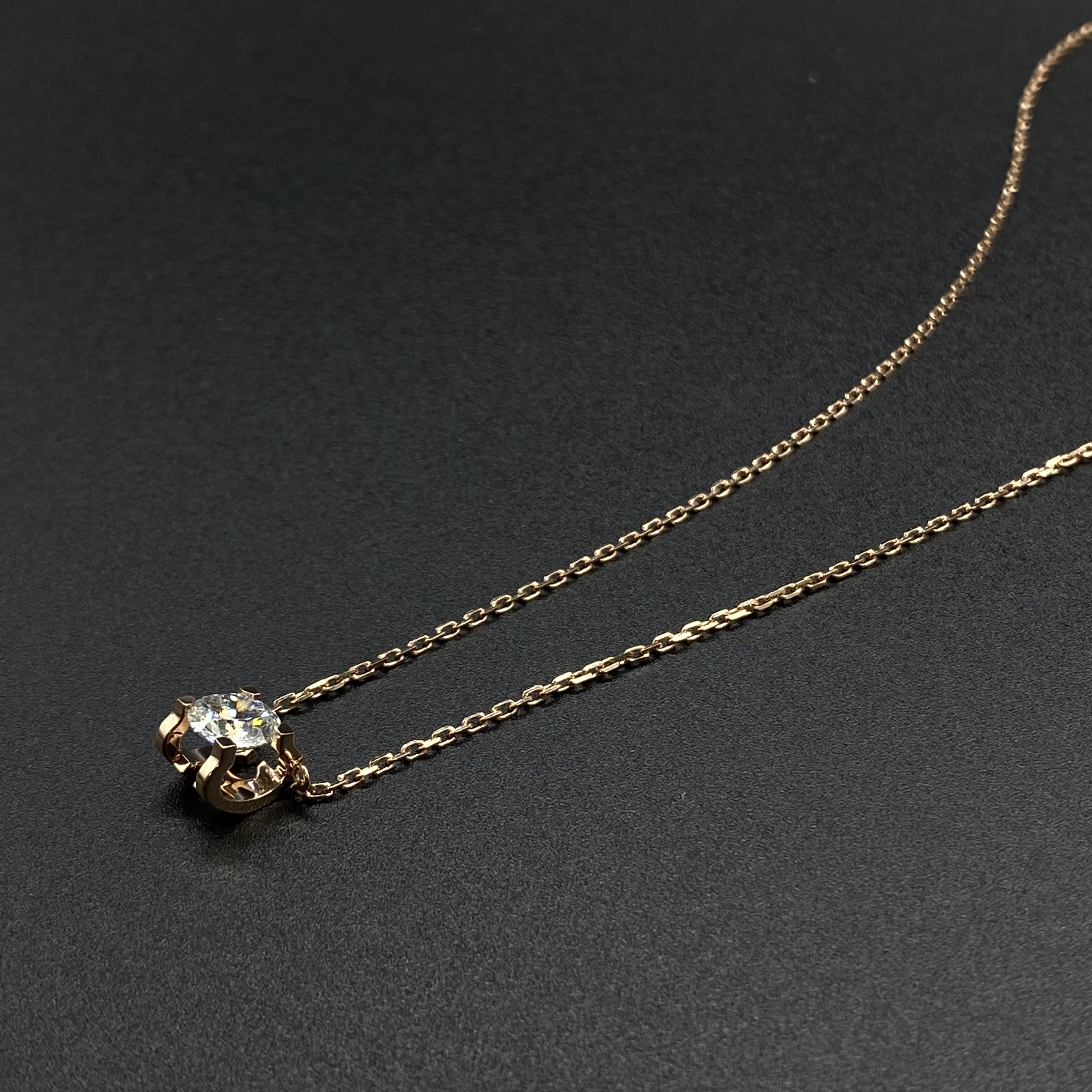 戈耀珠宝18K金培育钻石四爪项链女款高级感轻奢小众牛头吊坠颈链