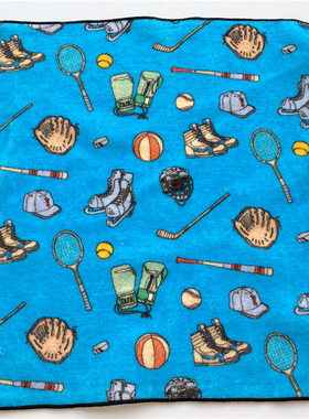 出口日本原单 棒球卡通 可爱纯棉柔软全棉舒适吸水 蓝色 大方巾