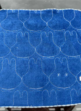 出口日本原单 米F 蓝色纯棉柔软全棉刺绣舒适吸水卡通可爱 小方巾