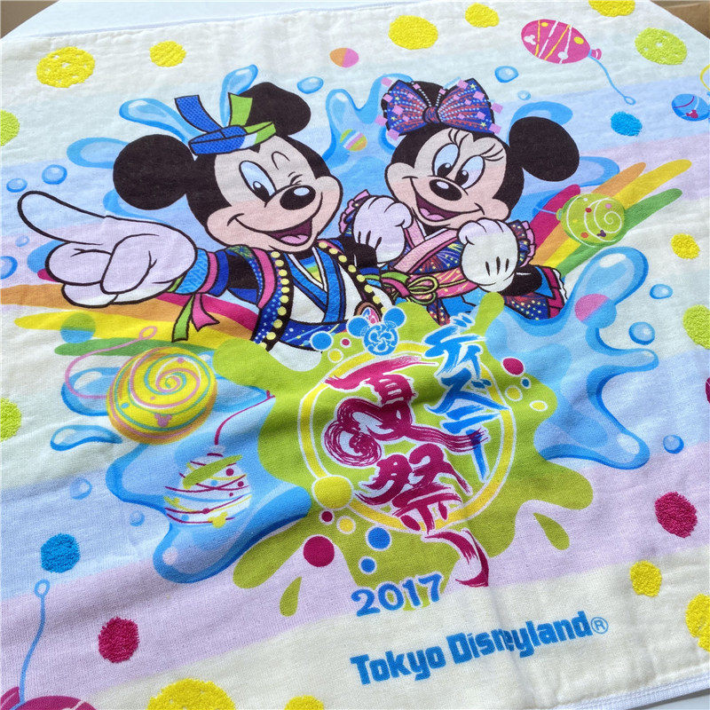 特 出口日本原单 迪s尼 米奇米妮卡通 纱布卡通可爱彩色气球 浴巾