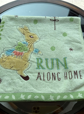 出口日本原单 彼得兔 卡通可爱刺绣绿色纯棉柔软全棉舒适吸水浴巾