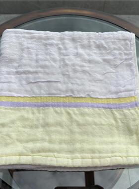 出口日本原单 纯纱布黄色柔软纯棉全棉舒适吸水简洁成人 吸水浴巾