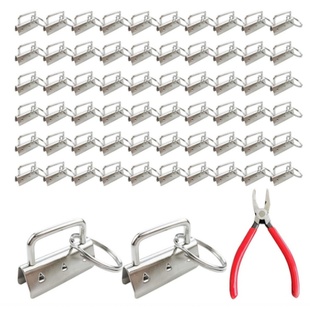 带子配件跨境货源 多色金属织带吊夹 50个装 32mm尾夹带钥匙圈套装