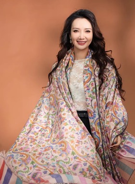 NagarNan 135×270gents尺寸Kani卡尼那家楠克什米尔羊绒披肩