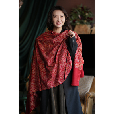 NagarNan-Pashmina 荣誉面料工坊真丝线满绣克什米尔手工披肩